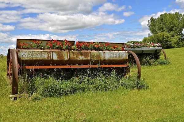 Grain Drill Massey Harris flower box — Stock Photo, Image