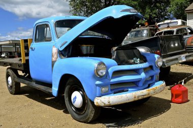 Old Chevy blue pickup clipart