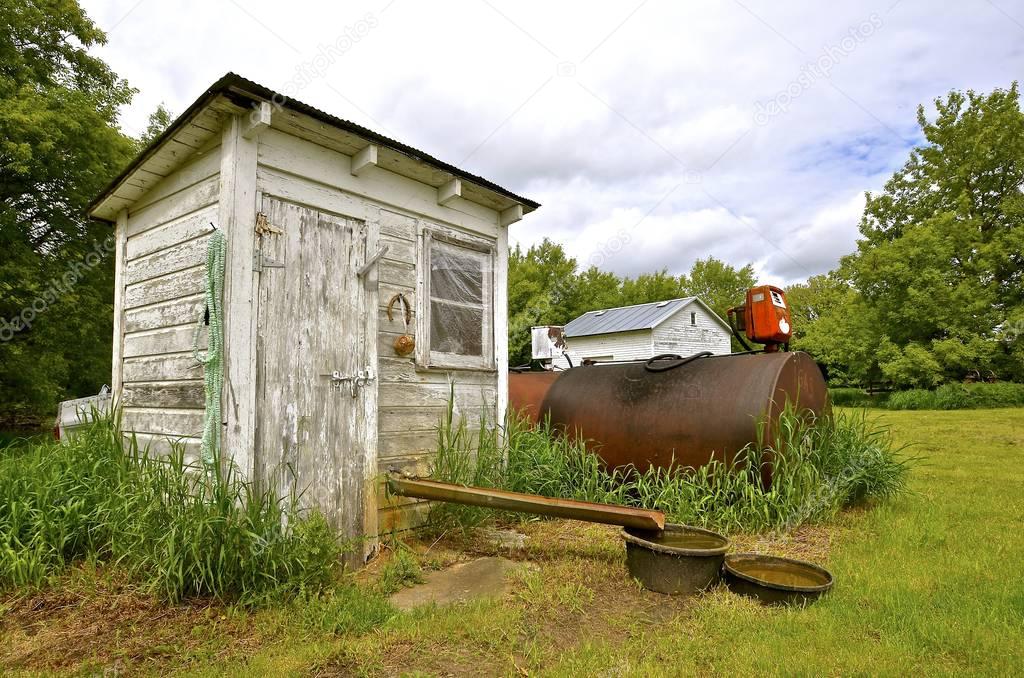 Functional old rural pump house