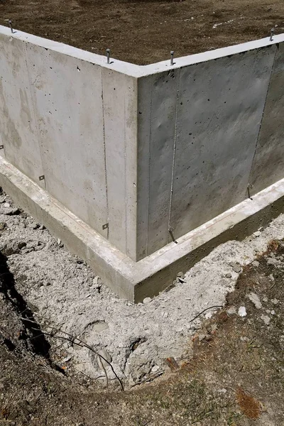 Corner of a foundation under construction — Stock Photo, Image