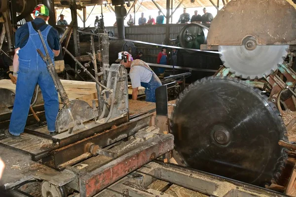 Rollag Minnesota September 2019 Sawyers Work Old Steam Powered Sawmill — 스톡 사진