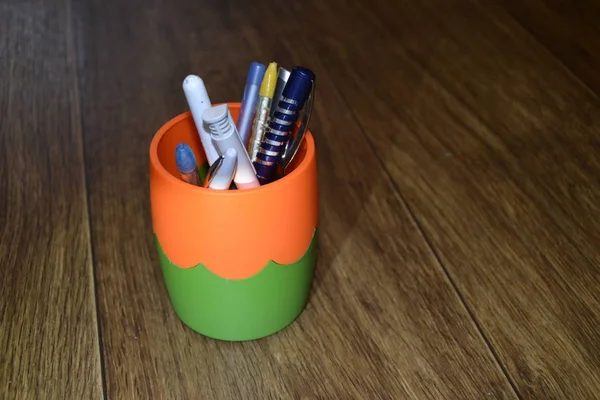 Plastic Pen Pencil Holder — Stock Photo, Image