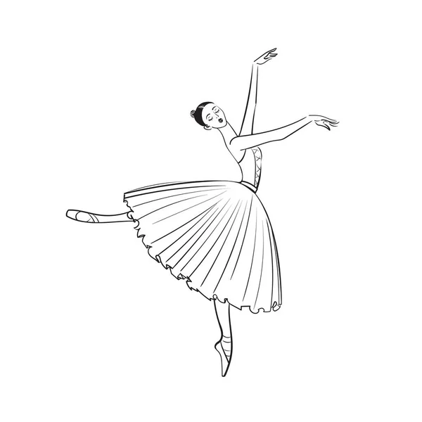 Ballerina Beautiful Woman White Background Ballet Banner Vector — Stock Vector