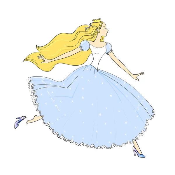 Princess Cinderella Beautiful Woman Vector Illustration — Stock Vector