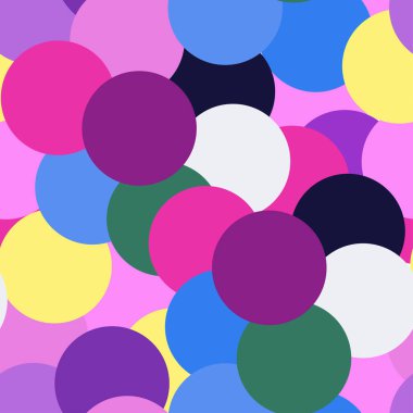 Çok renkli daireleri olan kusursuz desen, dikişsiz noktalar modern desen. Vektör illüstrasyonu.