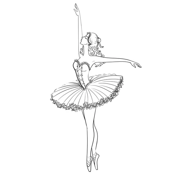 Ballerina Vacker Kvinna Mot Vit Bakgrund Balettbanderoll Vektor — Stock vektor