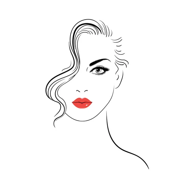 Portrait Beautiful Woman Vector Art — Stock Vector