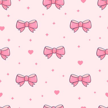 Beyaz arka planda pembe fiyonklu kusursuz desen. Tasarımın için sonsuz bir arka plan. Vektör karalama çizimi. 