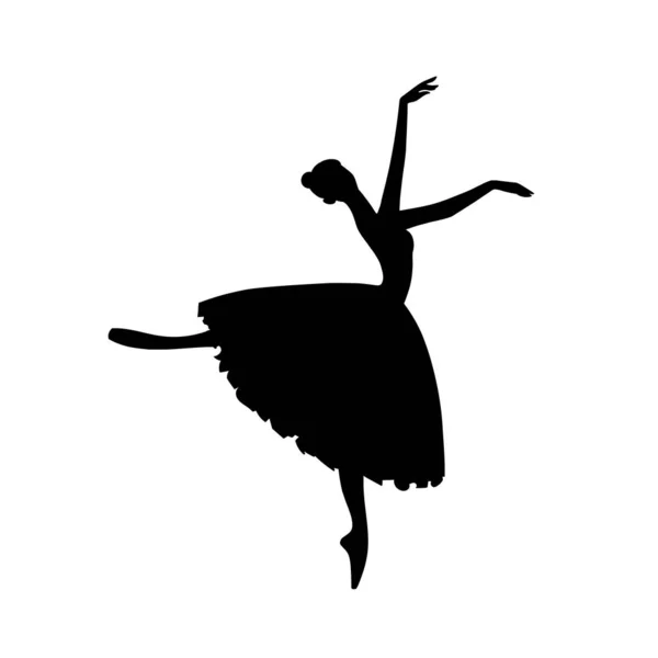 Silueta Bailarina Ballet Bailarina Realista Hermosa Mujer Sobre Fondo Blanco — Vector de stock