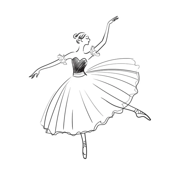 Balletttänzer Silhouette Realistische Ballerina Schöne Frau Vor Weißem Hintergrund Ballettbanner — Stockvektor