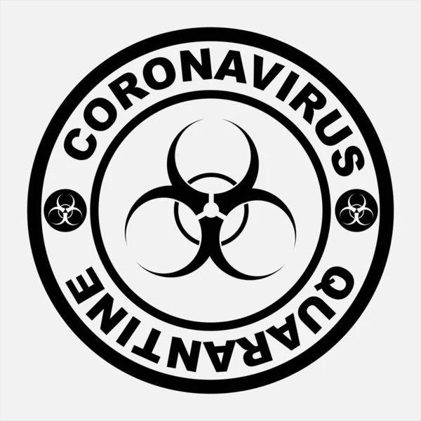 Warning round icon stamp watermark with phrase Coronavirus quarantine. — Stock Vector