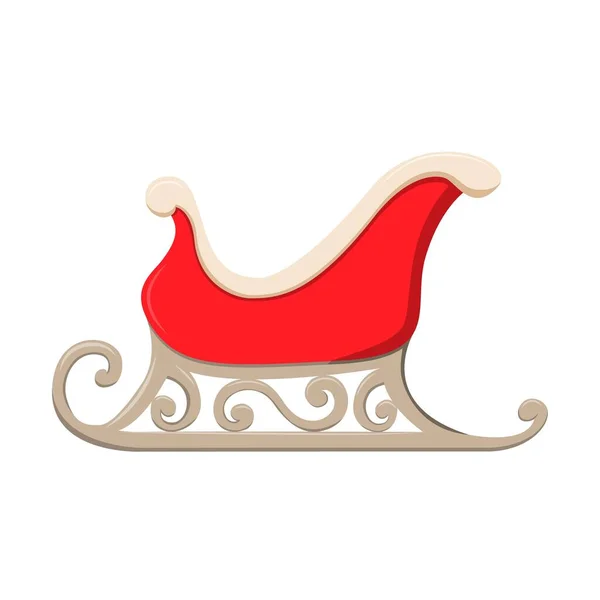 Red Santa Clous sleigh in flat cartoon style. — Stock Vector