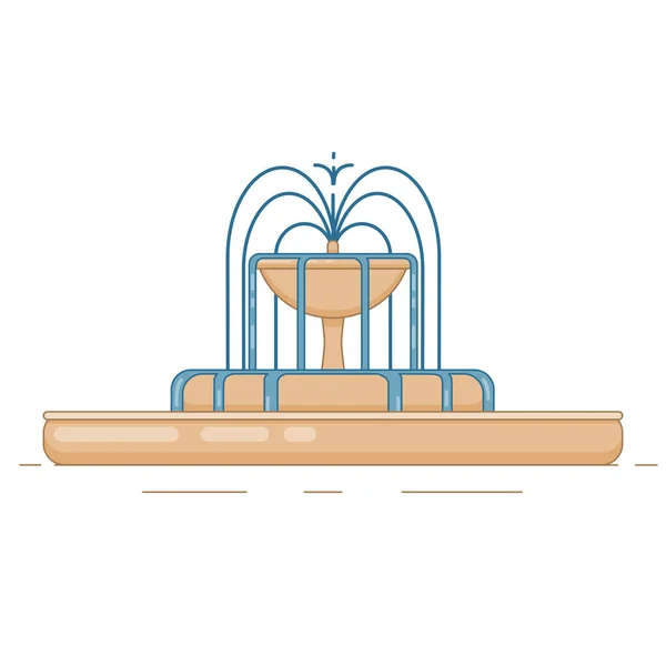 Flat vector illustration of fountain with bowl, cascade and water splash. — ストックベクタ