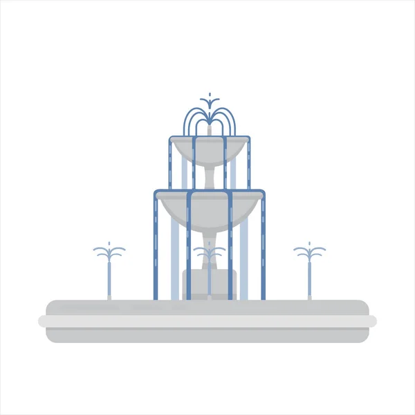 Flat vector illustration of fountain with two bowls and water splash. — ストックベクタ