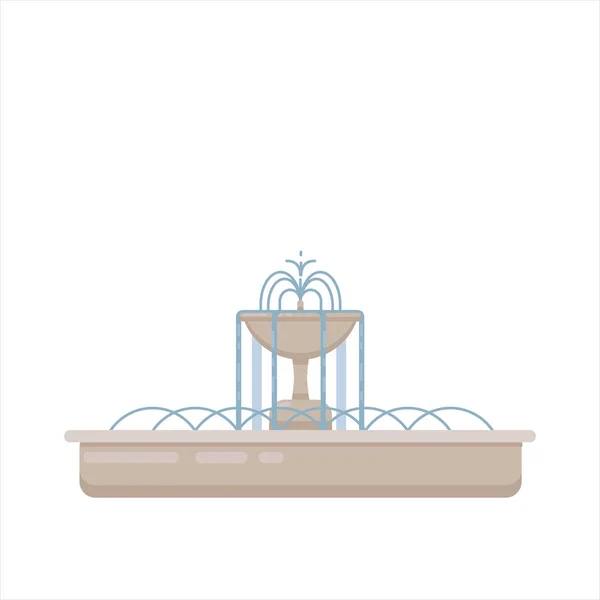 Flat vector illustration of fountain with bowl and water splash. — ストックベクタ