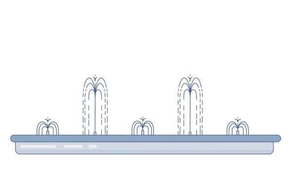 Επίπεδη διανυσματική απεικόνιση της μεγάλης πόλης συντριβάνι με πέντε πίδακες νερού. — Διανυσματικό Αρχείο
