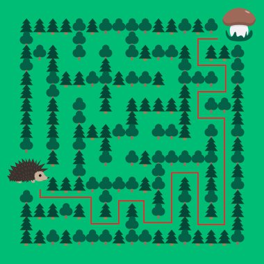Hedgehog and Mushroom Maze educational game for children