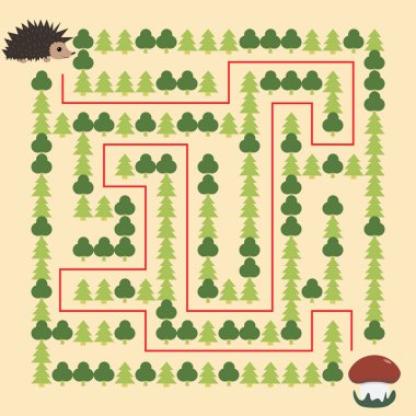 Hedgehog and Mushroom Maze educational game for children
