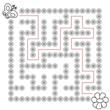 Kelebek ve çiçek Çocuklar için Maze eğitici bir oyun