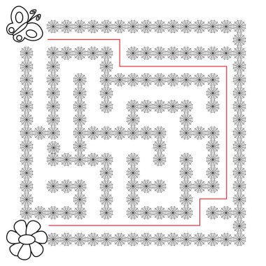 Kelebek ve çiçek Çocuklar için Maze eğitici bir oyun