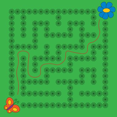Kelebek ve çiçek Çocuklar için Maze eğitici bir oyun