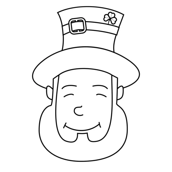 Smiling Leprechaun Head Red Beard Cylinder Hat Element Saint Patrick — Stock Vector