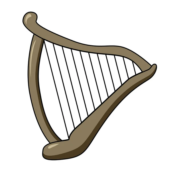 Harpe Celtique Triangulaire Instrument Musique Populaire Illustration Vectorielle Dessin Animé — Image vectorielle