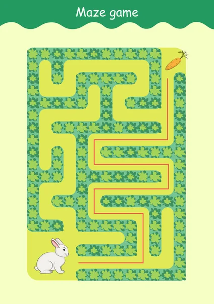 Kanin Och Morotslabyrint Utbildningsspel För Barn Hjälp Kaninen Att Hitta — Stock vektor