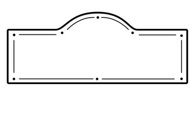 Beyaz arkaplanda izole edilmiş siyah dekoratif çerçeve. Metin veya logo için yatay çerçeve