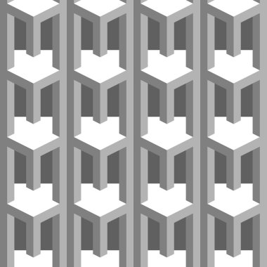 Dikdörtgenleri ve sütunları olan kusursuz desen optik bir illüzyon yaratıyor. Geometri dokusu tekrarlanan arkaplan.