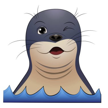 Hayvan kafasının göz kırpmasını engelle. Beyaz arkaplanda çizgi film vektör çizimi