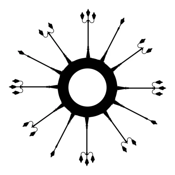 円形に配置されたヴィンテージ街路灯のシルエット — ストックベクタ