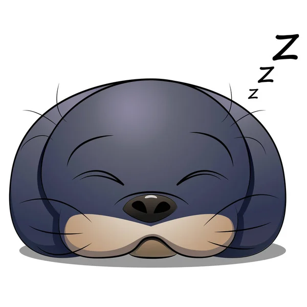 Seal Animal Sleep Cartoon Vector Illustration White Background — Stock Vector