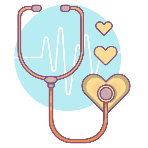 Cuidados Médicos Saúdeícone Cuidado Coração Com Estetoscópio Ilustração Vetorial —  Vetores de Stock