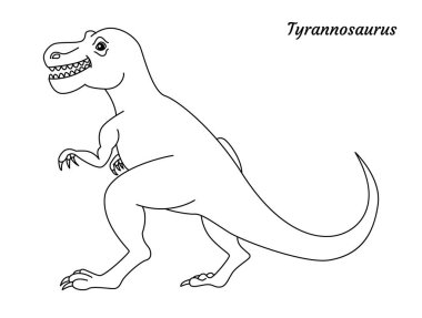 Renklendirme sayfası Tyrannosaurus dinozoru. Vektör illüstrasyonu beyaz arkaplanda izole edildi