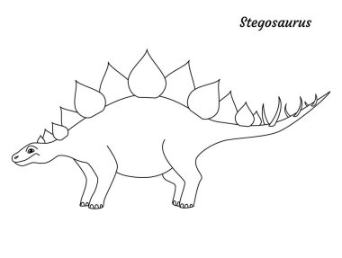 Stegosaurus dinazorunun boyama sayfası. Vektör illüstrasyonu beyaz arkaplanda izole edildi