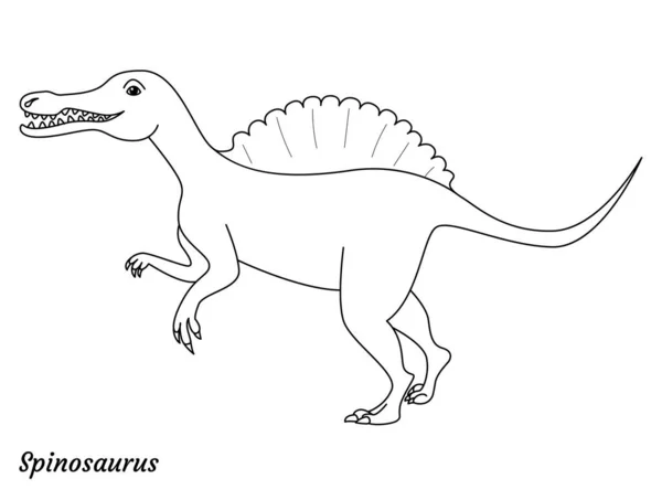 Färgläggning Sida Skissera Spinosaurus Dinosaurie Vektor Illustration Isolerad Vit Bakgrund — Stock vektor