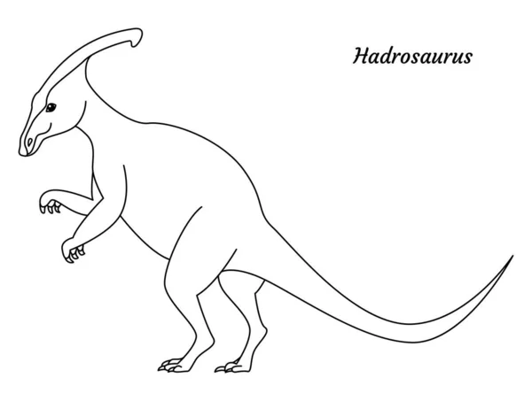 Färgläggning Sida Skissera Hadrosaurus Dinosaurie Vektor Illustration Isolerad Vit Bakgrund — Stock vektor