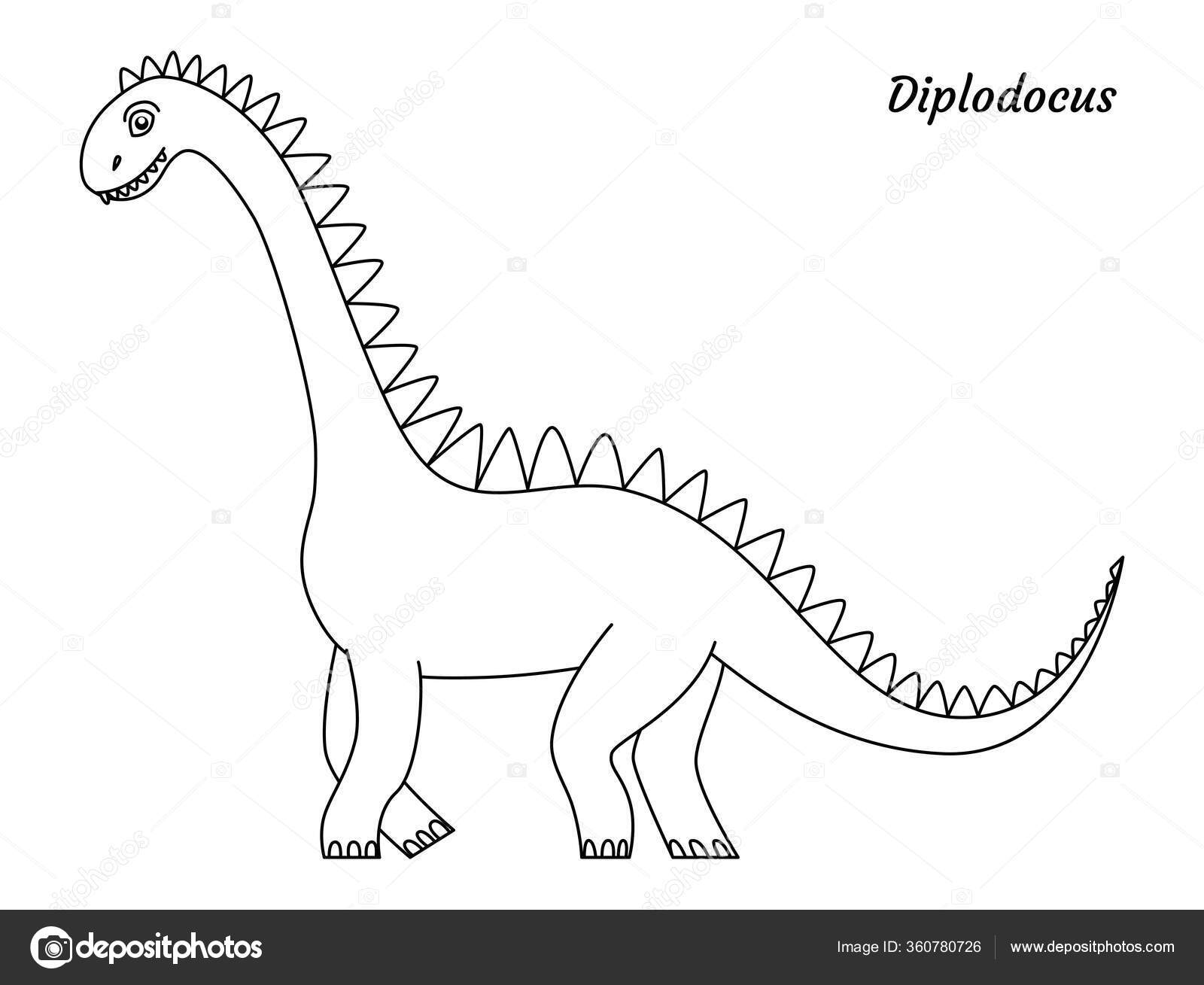 Hand drawn flat diplodocus dinosaur Royalty Free Vector