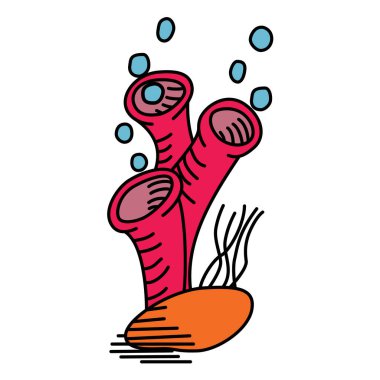 El çizimi karikatür vektör tropik mercanlar. Beyaz arkaplanda izole.