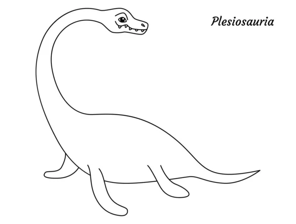 Färgläggning Sida Skissera Plesiosauria Dinosaurie Vektor Illustration Isolerad Vit Bakgrund — Stock vektor