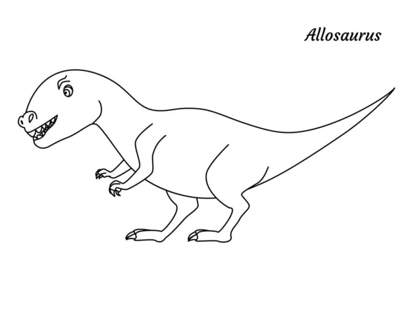 Renklendirme Sayfası Allosaurus Dinozoru Vektör Illüstrasyonu Beyaz Arkaplanda Izole Edildi — Stok Vektör