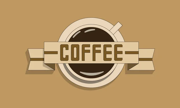Kopje Koffie Bovenaanzicht Met Tape Erop Koffie Winkel Logo Template — Stockvector