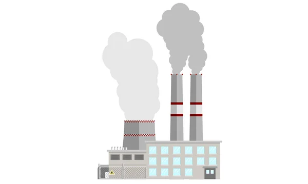 Central Térmica Ilustración Vector Estilo Plano Sistema Con Líneas Eléctricas — Vector de stock