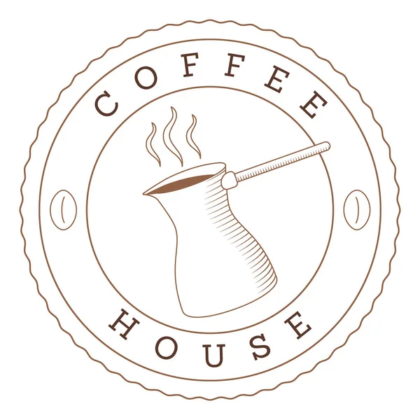 Kávézó Kerek Logó Sablon Természetes Elvont Kávé Török Gőz Kávéház — Stock Vector