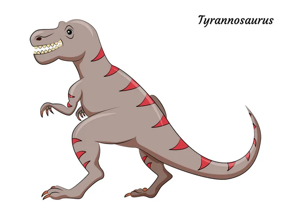 Söt Tecknad Tyrannosaurus Dino Karaktär Vektor Isolerade Dinosaurie Ljusa Färger — Stock vektor