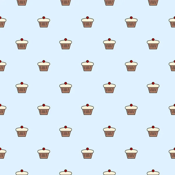 Seamless Pattern Cupcake Croissant Icons Food Background Vector Illustration — Stock Vector