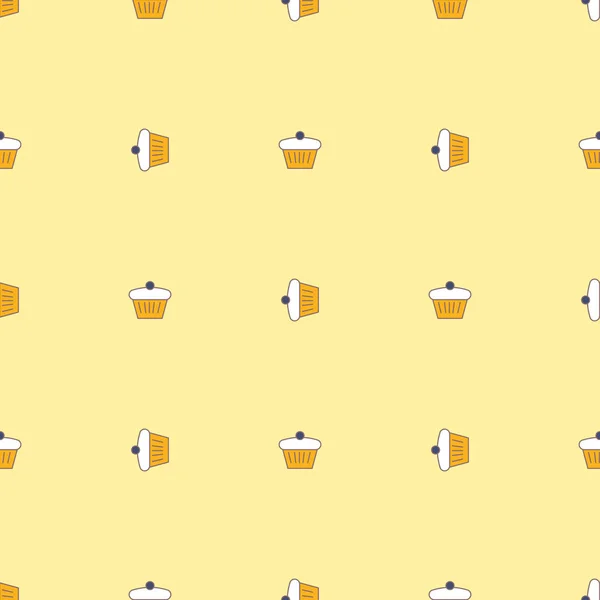 カップケーキとクロワッサンのアイコンとシームレスなパターン フード背景ベクトルイラスト — ストックベクタ