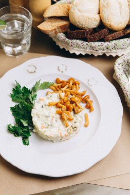 peynir meze mantar ve maydanoz