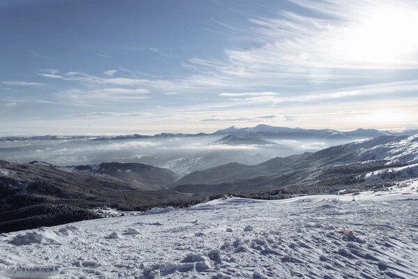 snow capped Alpine mountains
